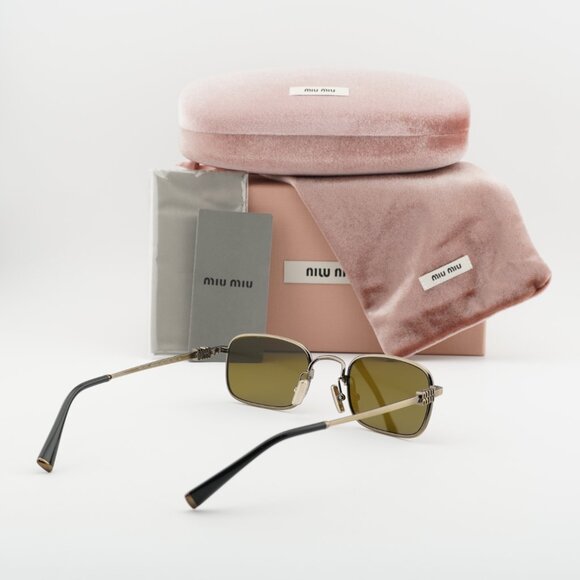 Miu Miu MUA53S 26C09Z Rectangle Sunglasses – Old Gold/Dark Brown